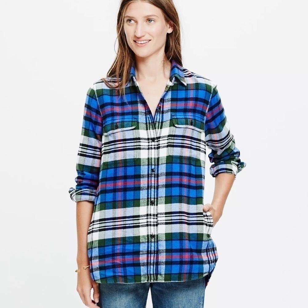 MADEWELL Flannel Ex-Boyfriend Shirt in Larchmont Plaid